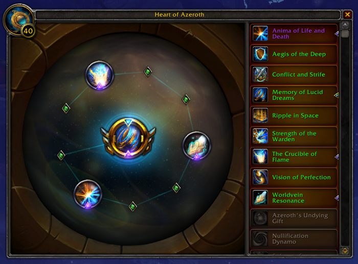 A Heart of Azeroth at neck level 40 with essence slots unlocked