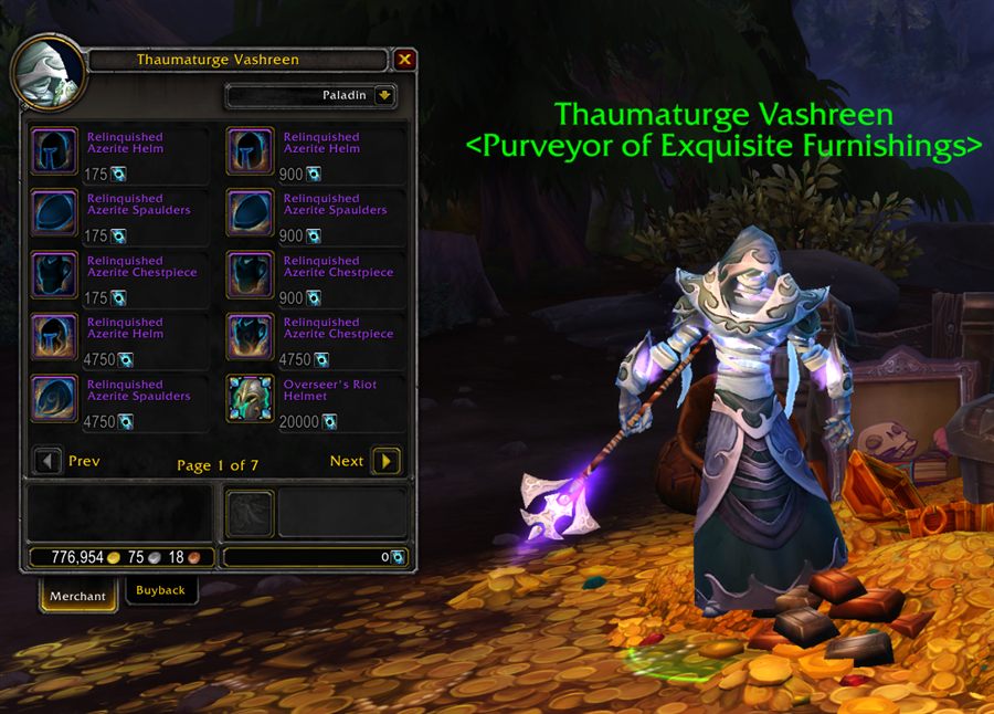 Thaumaturge Vashreen's Azerite armor shop
