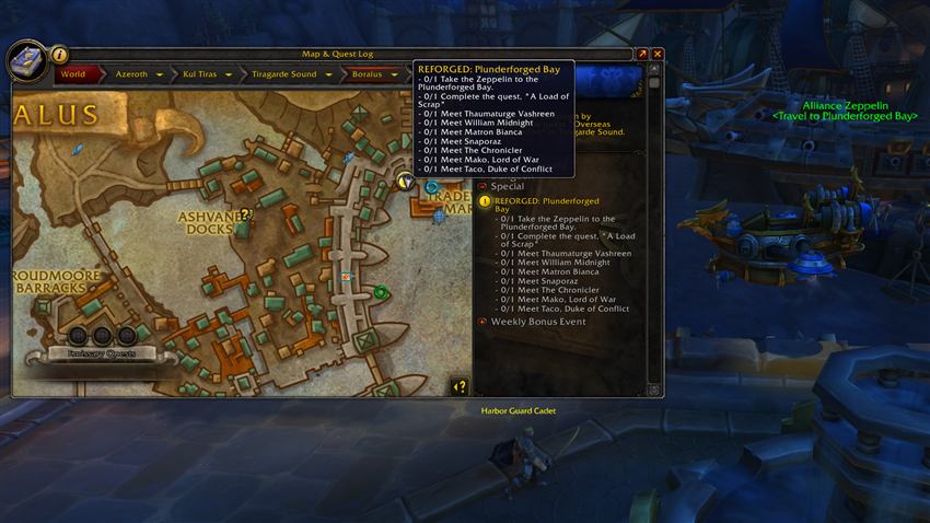 The REFORGED: Plunderforged Bay quest log entry