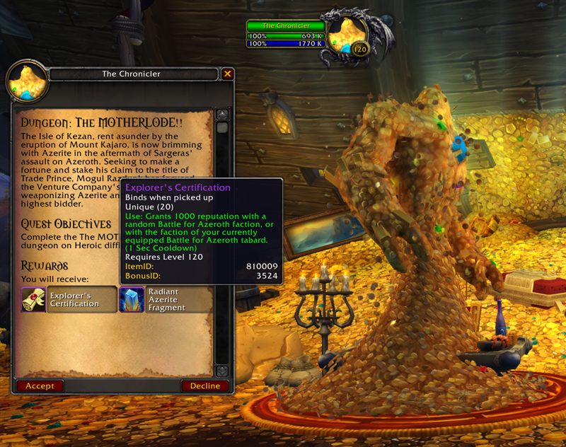 The Chronicler's daily heroic dungeon quest