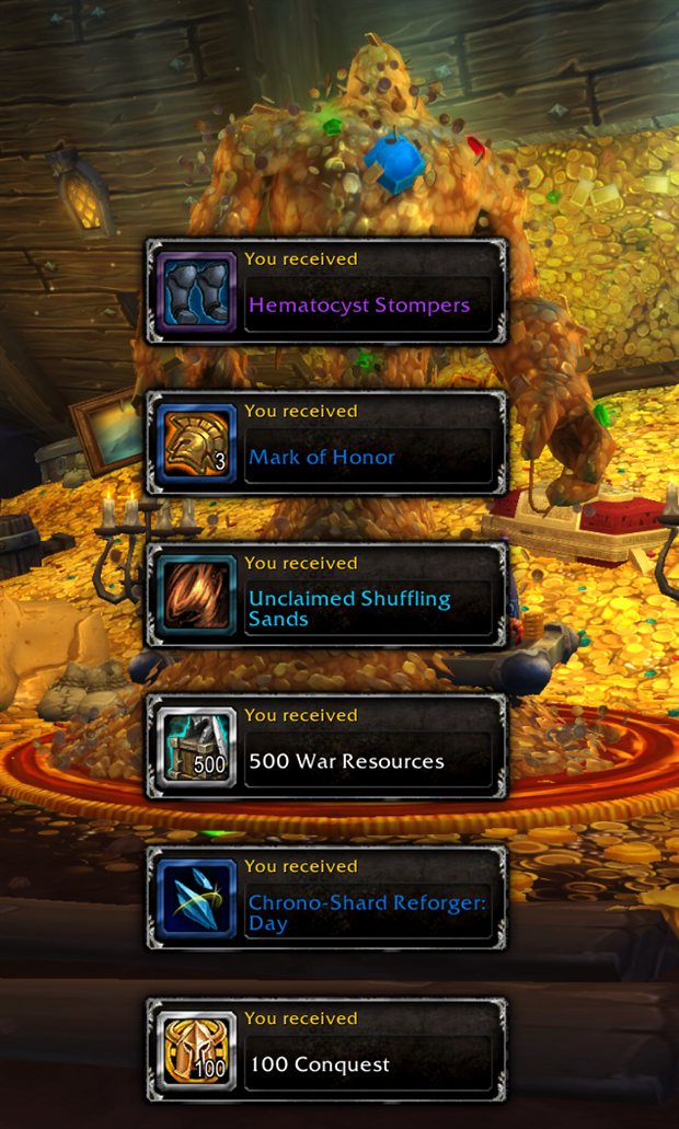Loot toasts from opening a Pinnacle Cache
