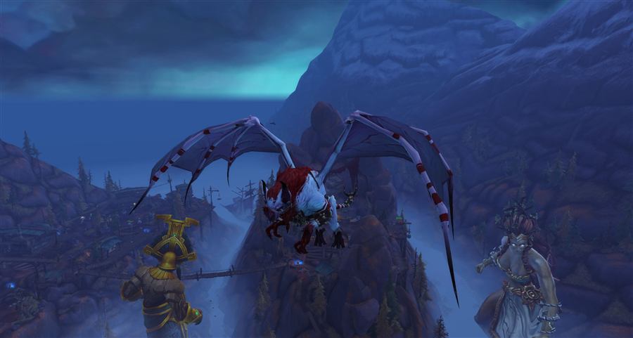 The Midnight Lord, a red and white bat-winged mount