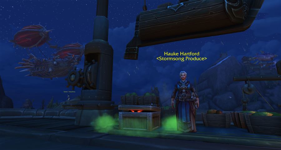 A glowing crate mount on the Stormsong Valley docks