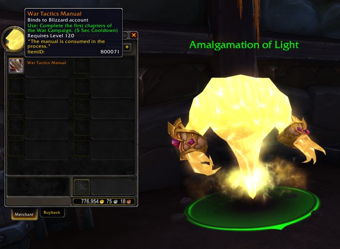 The Amalgamation of Light selling a War Tactics Manual