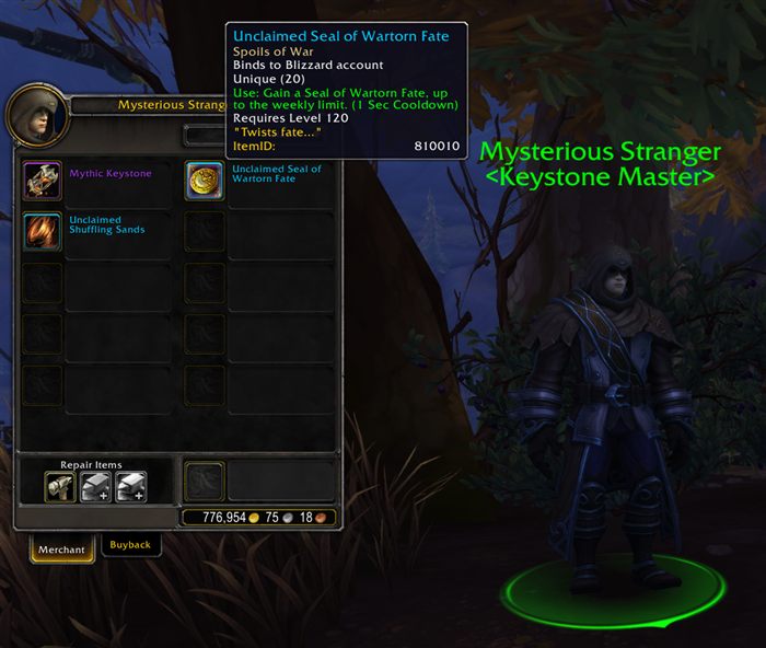 The Mysterious Stranger's Keystone Master shop