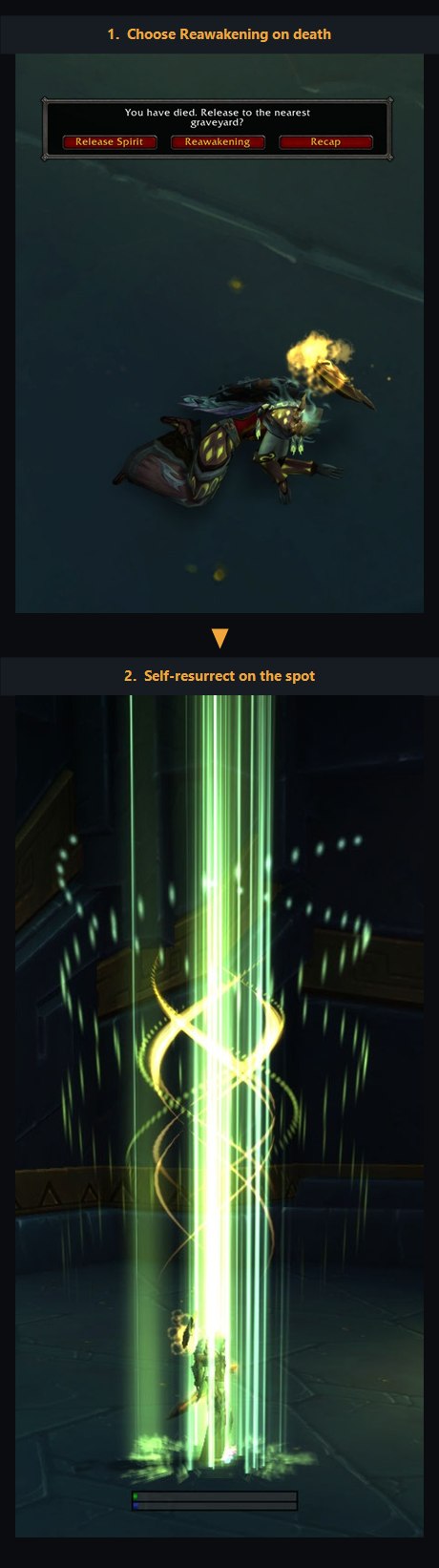 The death screen offering Reawakening
