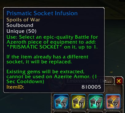Prismatic Socket Infusion tooltip