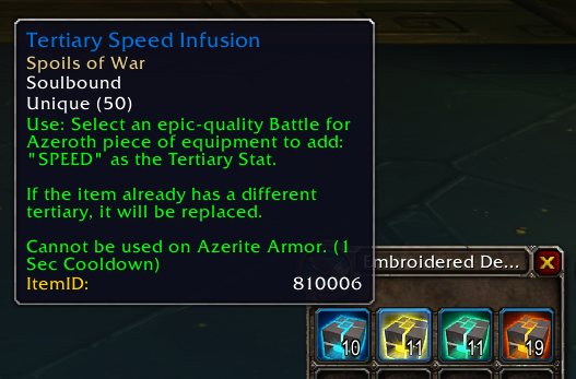 Tertiary Speed Infusion tooltip